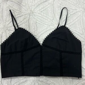 Zara black Lace poplin crop top size XL